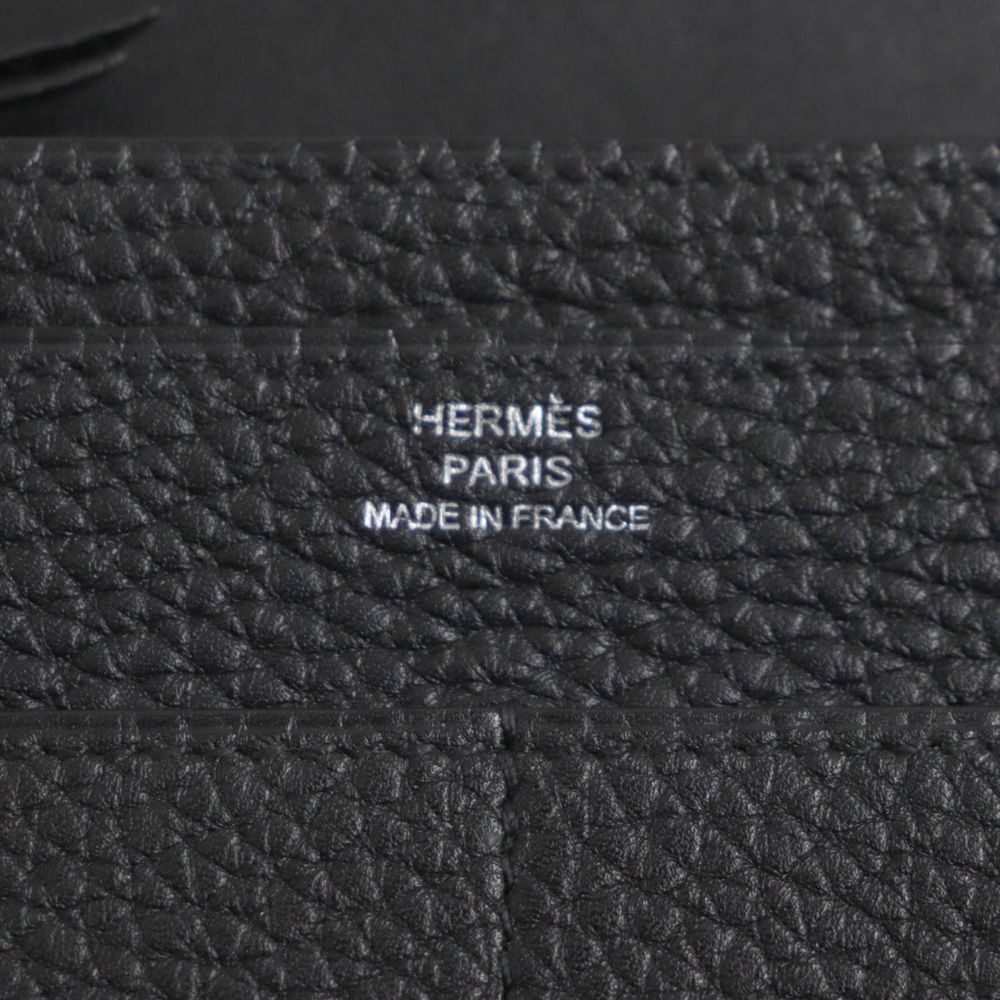 Hermes HERMES Dogon GM Leather Wallet Black Leather Long Wallet - Picture 5 of 10